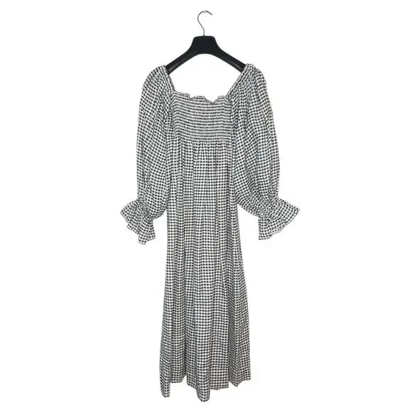 Sleeper NWT Gingham Linen Atlanta Midi Dress Medium - Picture 4 of 9